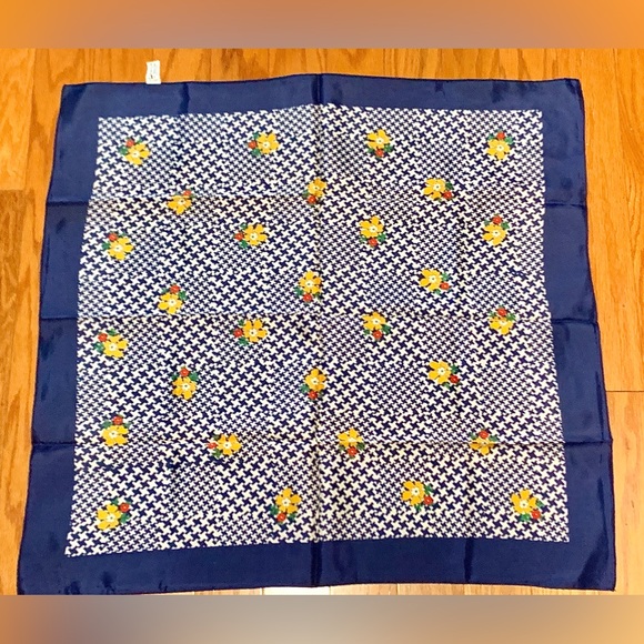 Vintage Water Repellent Acetate Floral Houndstooth HENRYSON ALL WEATHER SCARF - Picture 11 of 15